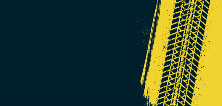 abstract vehicle tyre mark pattern banner with text space