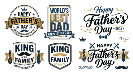Fototapeta premium Happy Fathers Day Typography Badge Vector Set