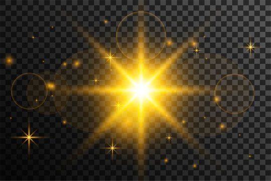 transparent and shiny starburst light flare