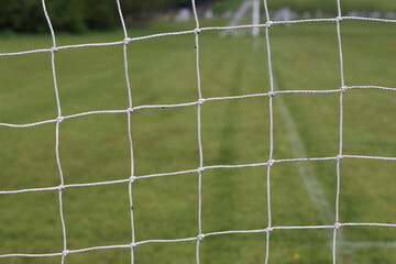 Close up of a football goal net on a pitch © Francesca Leslie