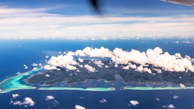 Bora Bora Island, French Polynesia. Aerial view of the island.