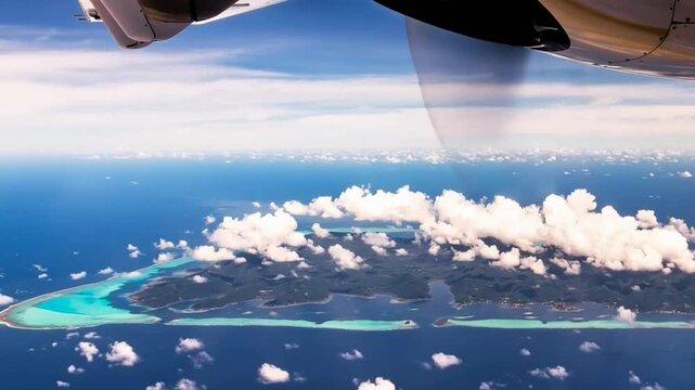 Bora Bora Island, French Polynesia. Aerial view of the island.