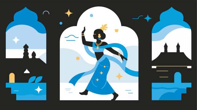 Illustration Of A Traditional Javanese Dance Performance, Elegant Poses Vector Design Template