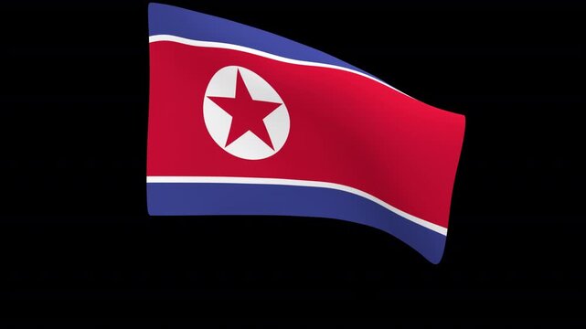 Flag of North Korea &ndash; 3d render looped with alpha channel.