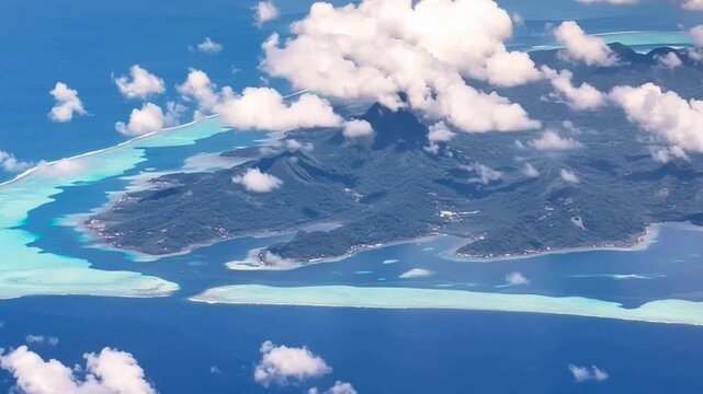 Bora Bora Island, French Polynesia. Aerial view of the island.