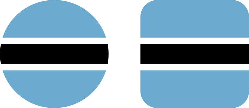 Botswana flag icons in circle and rounded square shapes