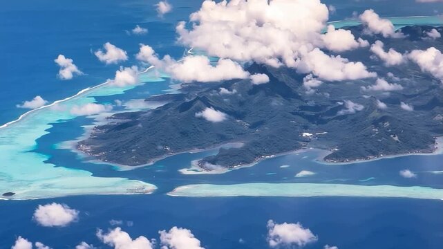 Bora Bora Island, French Polynesia. Aerial view of the island.