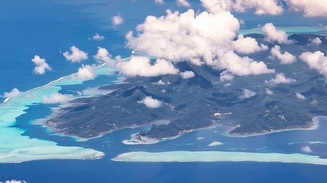 Bora Bora Island, French Polynesia. Aerial view of the island.