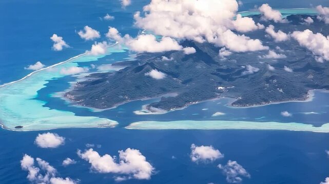 Bora Bora Island, French Polynesia. Aerial view of the island.