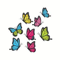 Colorful butterflies flying in air. © Link