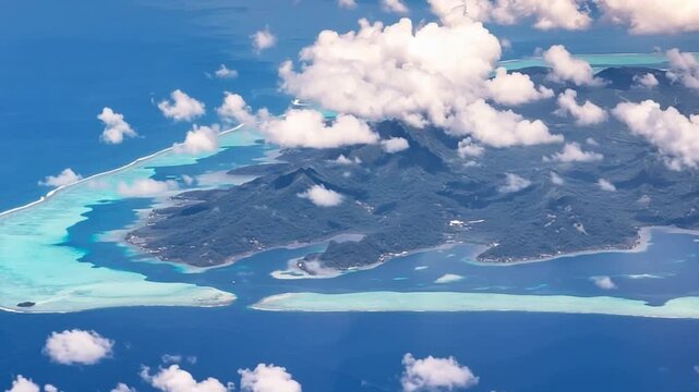 Bora Bora Island, French Polynesia. Aerial view of the island.
