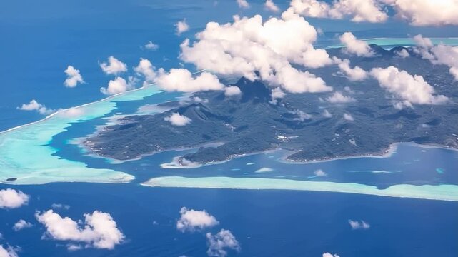 Bora Bora Island, French Polynesia. Aerial view of the island.