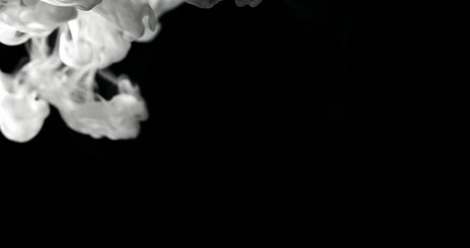 White water vapor drifting and flowing effect against a black background