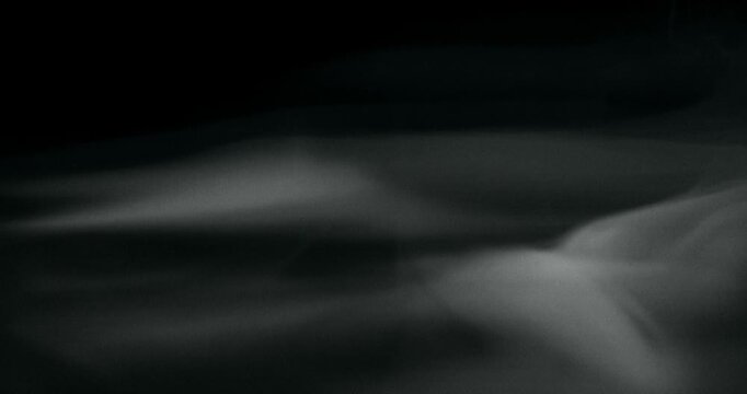White water vapor drifting and flowing effect against a black background