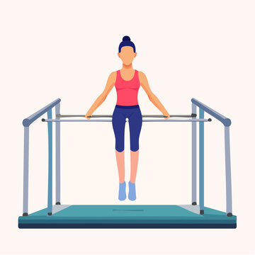Woman Exercising on Parallel Bars