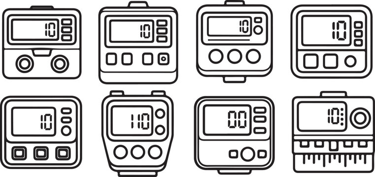 Simple calculator icons set with addition subtraction and multiplication symbols vector Vector