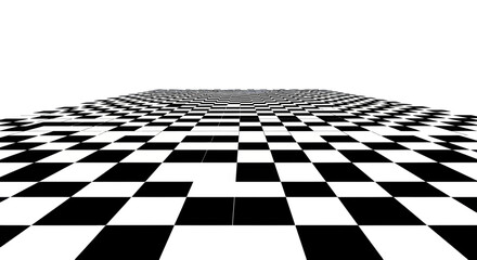 Naklejka premium Abstract Chessboard Pattern Floor, Infinite Perspective Grid, Black and White Contrast