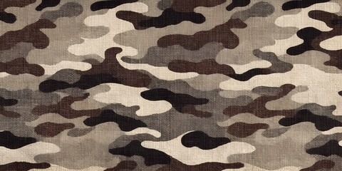 Fototapeta premium Seamless Military Camouflage Texture Pattern in Olive Green Brown and Khaki Tones Covering Full Frame as Army Hunting Fabric Surface Material for Graphic Resource Background and Design Use
