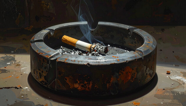 Cigarette in ashtray