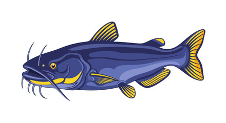 Blue Catfish Fish Illustration on White Background © oka