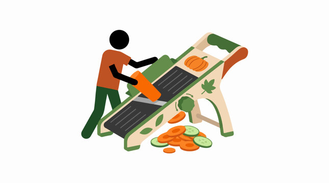 Preparing healthy vegetables with a kitchen mandoline slicer