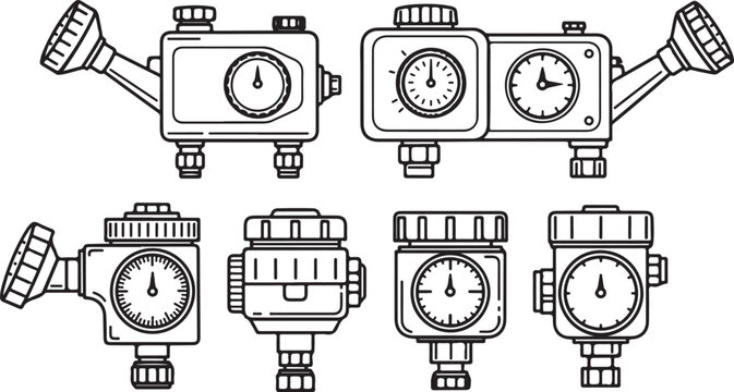 Set of vintage pocket watch and chain vector icons isolated Vector