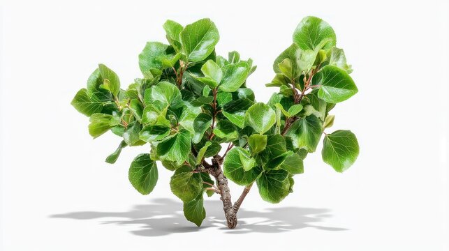 Fresh Green Ficus Bush with Thick Branches and Dense Leaves