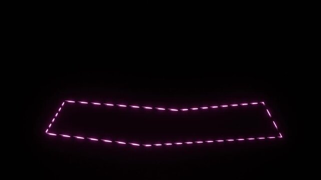 Pink Neon Glowing Trapezoid Lower Third Frame Animation Tracing on Black Background