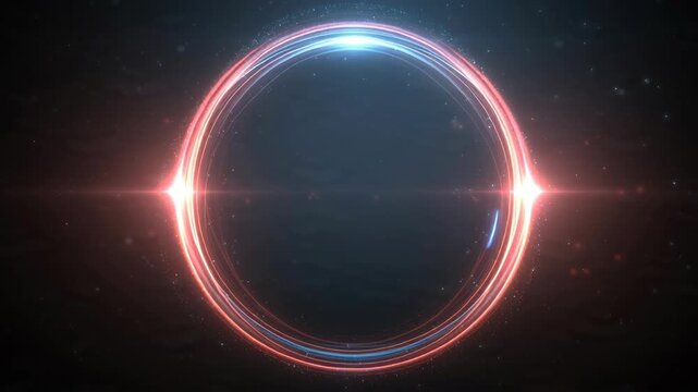 Glowing Abstract Circular Light Frame with Radiant Particles Motion
