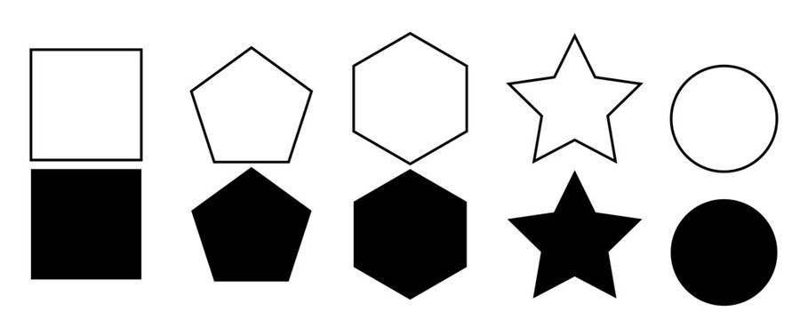 quadrangle, pentagon, hexagon, octagon icon. vector geometry pentagonal, hexagonal, octagonal polygon. five, six, eight sided polygon lines, vector