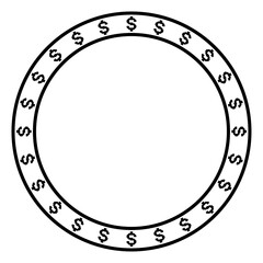 Naklejka premium Circular Frame Made of Pixelated Dollar Symbols