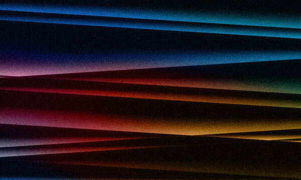Abstract futuristic background with glowing neon transparent shapes. Digital fantastic wallpaper. Grainy texture.
