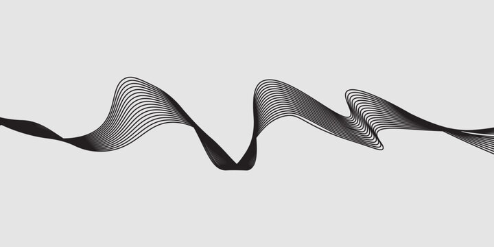 Elegant abstract design featuring monochrome wavy fine lines intertwined against a white background. vector
