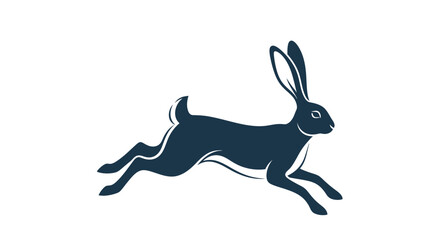 Obraz premium Silhouette of a running hare or rabbit in motion, graphic design