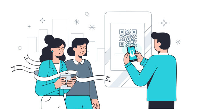 People Scanning QR Code for Loyalty Reward and Discount