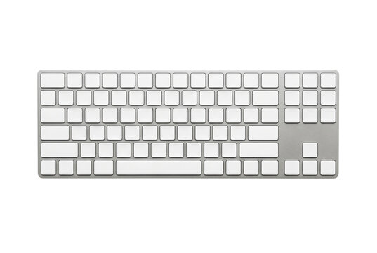 Slim silver and white computer keyboard with numpad