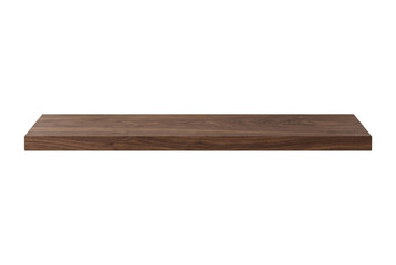 Floating dark walnut wooden shelf on transparent background © PNG Lab