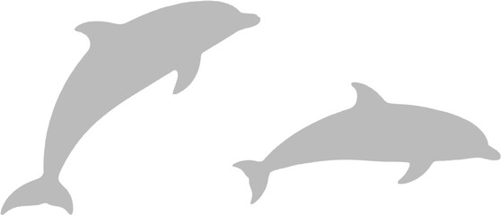 Fototapeta premium Minimalist Dolphin Silhouette Duo on White Background