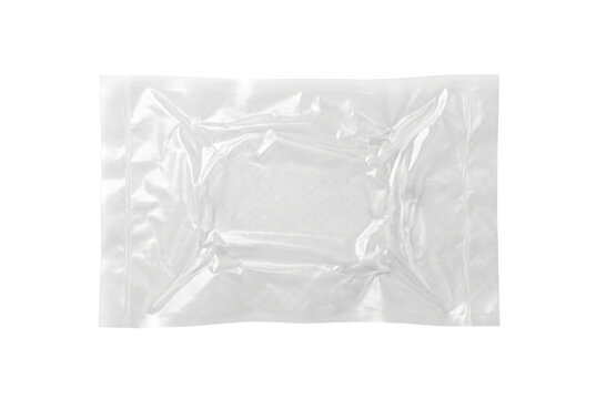 Transparent vacuum sealed plastic bag on transparent background