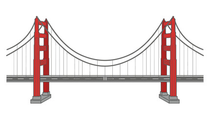 Fototapeta premium Minimal Golden Gate Bridge Side View Illustration