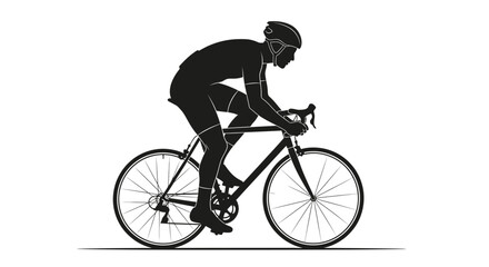 Obraz premium Cyclist in silhouette on bicycle against white background for sports theme