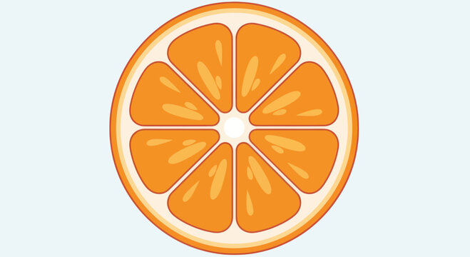 Fresh Orange Slice Citrus Fruit Isolated on Light Blue Background