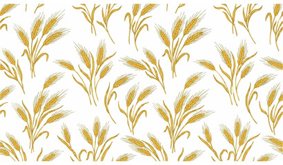 Golden wheat seamless pattern vector wallpaper with elegant grain stalk botanical background © MstLutfa
