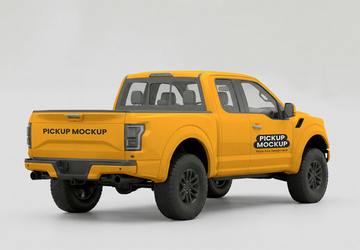 Yellow Pickup Truck Mockup