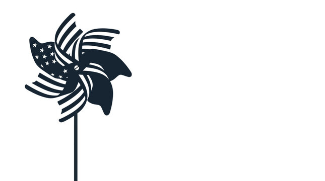 American flag pinwheel toy silhouette illustration.