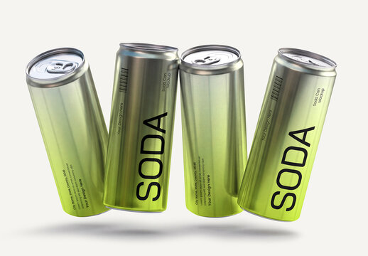 Floating Aluminum Energy Drink Soda Can Mockup