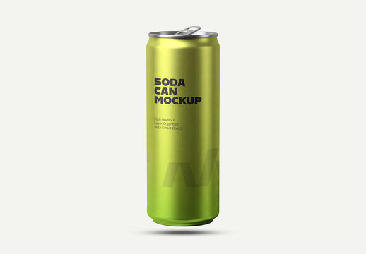 Soda Can Mockup on Podium