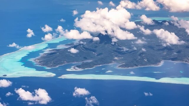 Bora Bora Island, French Polynesia. Aerial view of the island.