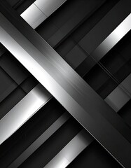 Fototapeta premium A dynamic abstract background featuring intersecting metallic and dark grey geometric planes.
