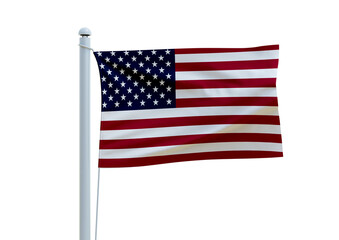 Obraz premium Realistic United States American flag waving on flagpole isolated on clean background, suitable for patriotism, national celebration, Independence Day, politics and USA concepts